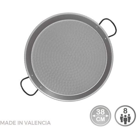 Poêle À Paella Traditionnelle En Acier Puli Ø38cm (8 Personnes). Vaello