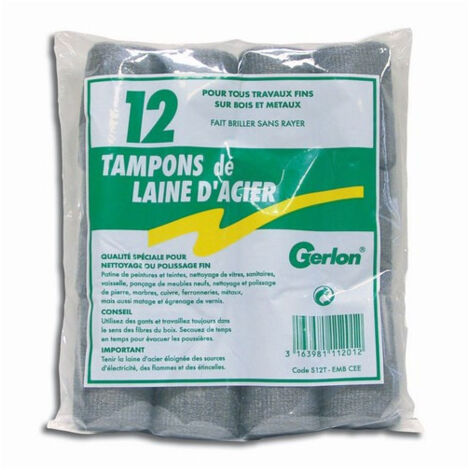 Laine d'Acier 12 tampons N°0 S12t - GERLON