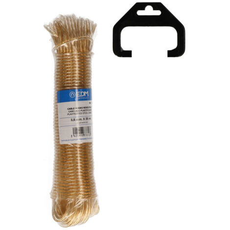 3 Écheveau Cable D'acier Plastifié 25 Mts - Or Edm