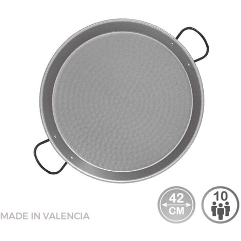 Poêle À Paella Traditionnelle En Acier Puli Ø42cm (10 Personnes). Vaello