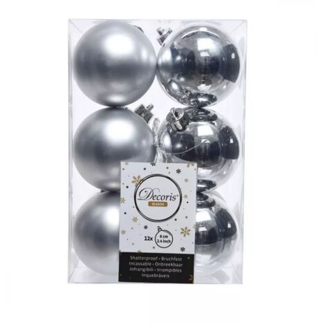 Scatola da 12 Palline Decorative in Argento per Albero di Natale Ø6cm