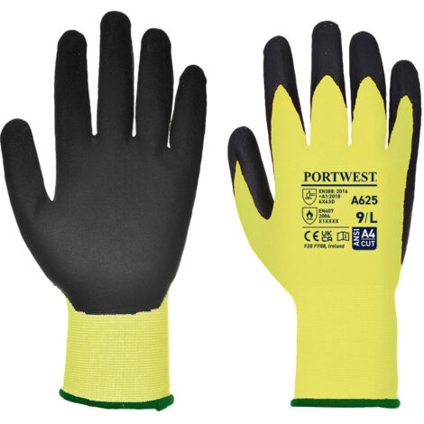 Gant PU Vis-Tex coupure D couleur : Jaune/Noir taille XXL - PORTWEST