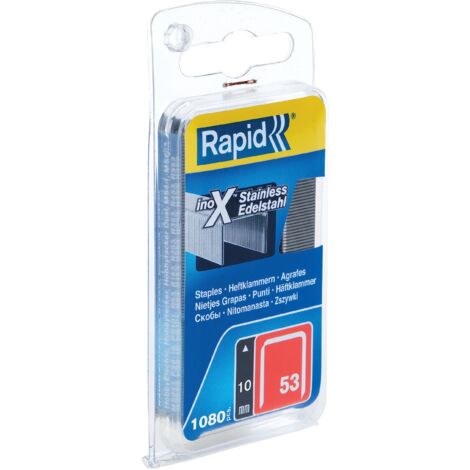 Rapid 40109511 Rapid No. 53 Graffe a filo fine in acciaio INOX 10 mm, Acciaio