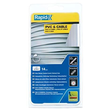 Rapid 40107363 Colla Stick da 12 mm per PVC &Cavi, Trasparente, 250 g