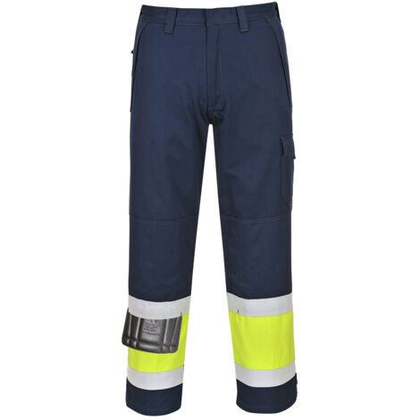 Pantalon Hi-Vis MODAFLAME couleur : Jaune/Marine taille L - PORTWEST (1/2)