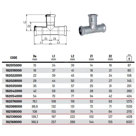 Tee femmina ø35 Inox 316L a pressare 182035000