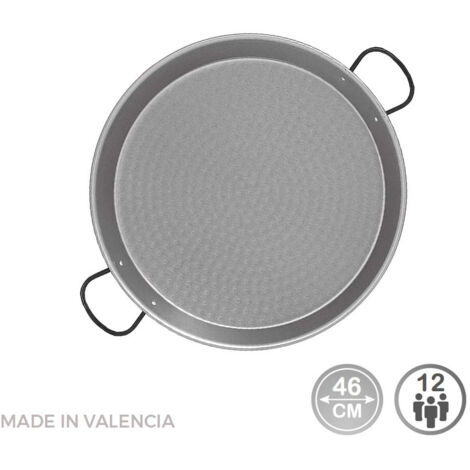 Poêle À Paella Traditionnelle En Acier Puli Ø46cm (12 Personnes). Vaello