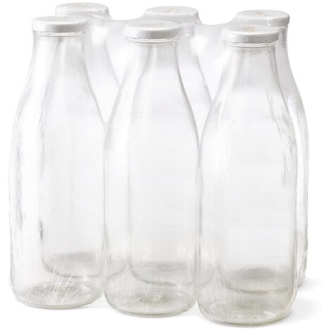 Bouteille fraîcheur 1 L x6 – bouchon TO 48 mm (blanc) – LE PARFAIT – verre transparent.
