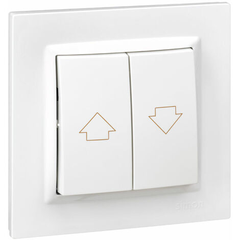 Pulsante per tapparelle bianco con cornice Serie 10 in plastica 10A 250V IP20 8,5x3x8,5cm SIMON (1/2)