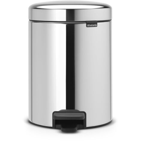 Brabantia Pattumiera con Pedale, Argento (Inox Lucido), 5 Litri