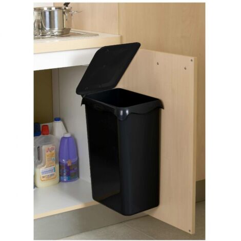 Poubelle porte sac automatique de placard 23 litres noir