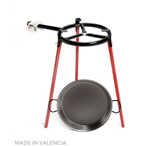 Kit Poele À Paella Polie 38cm Avec Trépied Et Bruleur Gaz 300mm. Vaello