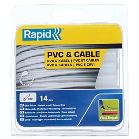 Rapid 40107358 Colla Stick da 12 mm per PVC &Cavi, Trasparente, 125 g