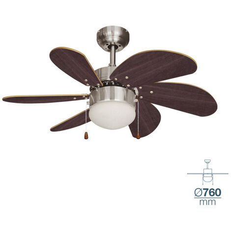 Ventilateur De Plafond Modèle Aral Wengue/Nickel Satiné Puissance: 50w Palmes: Ø76cm Edm (1/3)