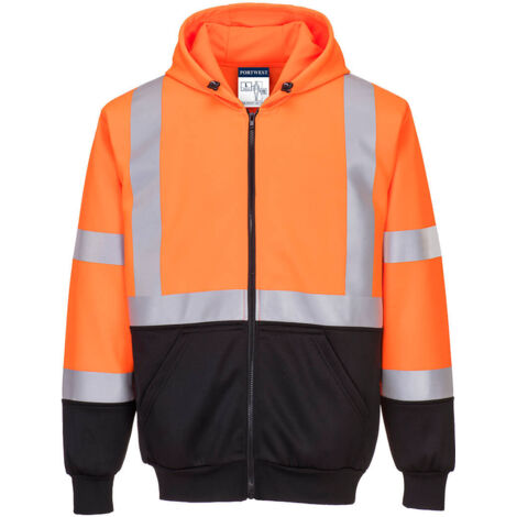 Felpa Hi-vis bicolore con cappuccio e zip Colore: arancione/nero Taglia S - Portwest