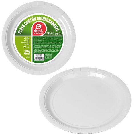Confezione da 25 Piatti Carta Bianca ø20cm Migliori Prodotti Verde