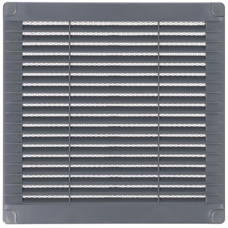 Griglia di ventilazione quadrata con tappi e zanzariera realizzata in ABS di colore grigio 20x20x0,7cm EDM