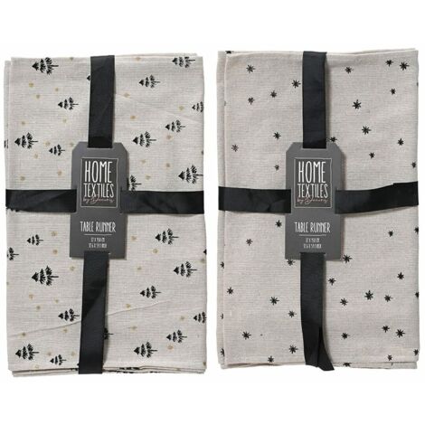 Tovaglia grigia con stampa nera, 2 modelli, 32x0,5x150cm. Basics (1/2)