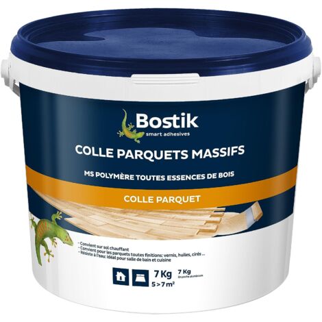 Bostik - Colla per pavimenti massicci - MS Polymer - Interno - Tutte le essenze di legno - Tutte le finiture - Resistente all'acqua - Senza solventi - Colore: Bianco - 1 vaso da 7 kg