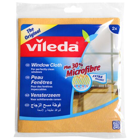 Vileda - Pelle detergente per vetri, l'originale camoscio, sintetico, confezione da 2