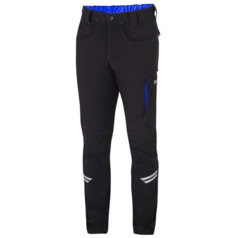 Sparco Kansas Tech Light Trousers pantaloni tecnici leggeri da lavoro da uomo tg M nero/azzurro in nylon con inserti di rinforzo sulle ginocchia Nero + Azzurro M