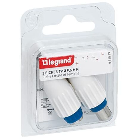 LEGRAND LEG91017-2 SPINE TV COASSIALI NORMALIZZATE 1 MASCHIO + 1 FEMMINA, Ø 9,52 MM