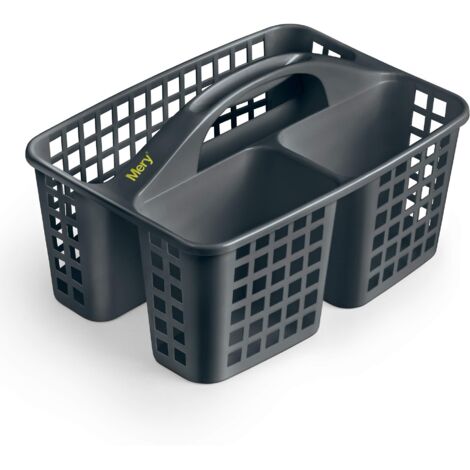 Mery Cestino per prodotti per la pulizia Pulizia dei prodotti Organizer sotto il lavello Sink Storage 3 scomparti Materiale resistente Grigio scuro 23,3 x 31 x 19 cm