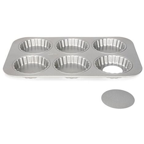 Moule 6 Tartelettes 10 Cm à Fond Amovible - Silver Top - Patisse (1/3)