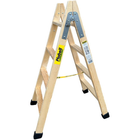 Scala Pieghevole a 4 Scalini Plabell Legno 114 x 31/48 cm