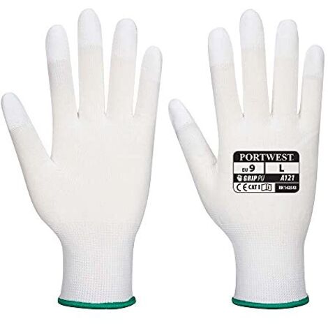 Guanto con dita rivestite in PU colore: bianco taglia XS - Portwest