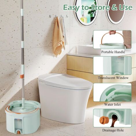 Ensemble balai serpillière et * avec *'eau sale et d'eau * auto-séparant, tête de balai carrée à rotation à 360° auto-séchante pour les * en bois, carrelage et marbre, nettoyage du balai après * outil