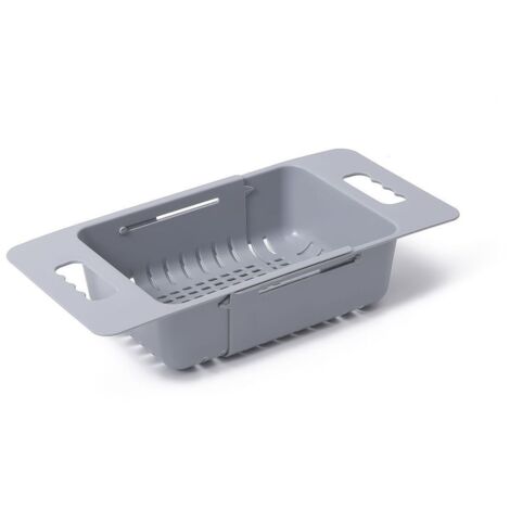 Panier de passoire extensible de cuisine de passoire pliable, passoire réglable de fruits et de légumes au-dessus de l'évier pour la cuisine, lot de 1 (gris) (1/5)