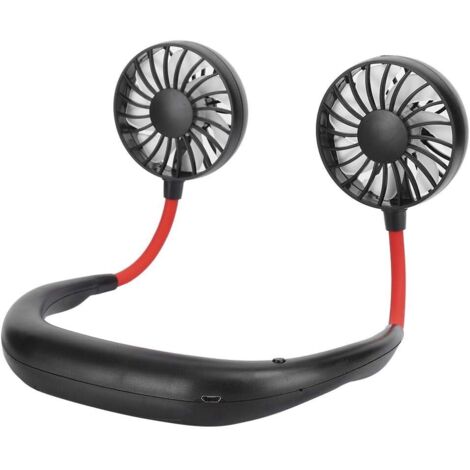 Ventilateur de Cou Suspendu Portable, Ventilateur de Tour de Cou de Ventilateur Mains Libres Personnel, Ventilateur Portable Rechargeable par USB à 3 Vitesses, Mini Ventilateur de Tour de Cou(noir)