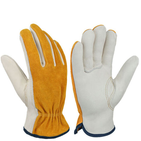 Lot de 2 paires de gants flexibles et résistants aux épines - Gants de travail en cuir confortables pour le jardin, la cour, la soudure - pour homme et femme（XL） (1/3)
