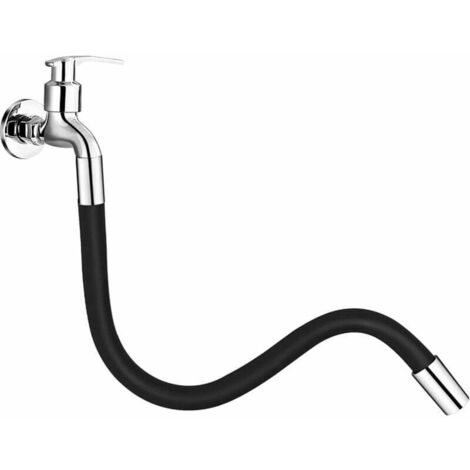 Rallonge de robinet flexible 360° - Pour salle de bain et extérieur, cuisine - Noir - Avec raccord à baïonnette - Longueur totale 30cm (1/5)