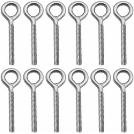 Lot de 12 Boulons à Oeil en 304 Acier Inoxydable Vis à Anneau Piton à Visser pour Balançoire Machine Extérieure - M4 (1/5)