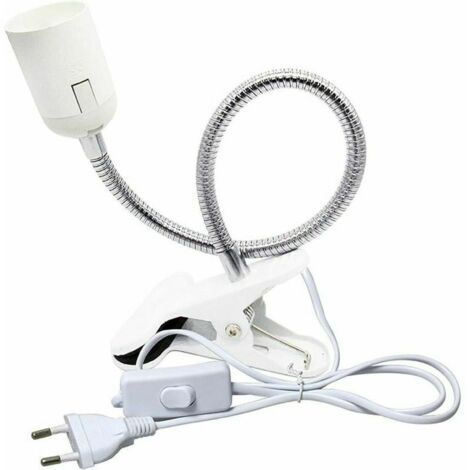 Aiperq – Lampe de lecture à pince E27 – Col de cygne flexible – AC 230V – Douille clipsable avec interrupteur – Pour aquarium et miroir (1/5)