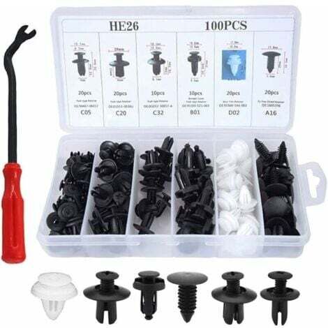 Aiperq Rivet Clips Plastique 100 Pièces Clips Plastique Voiture Clips Peugeot Carrosserie Garniture Clips avec Outil Démontage Universels Clips Voiture pour Auto Voitures Panneaux de Portes (1/4)