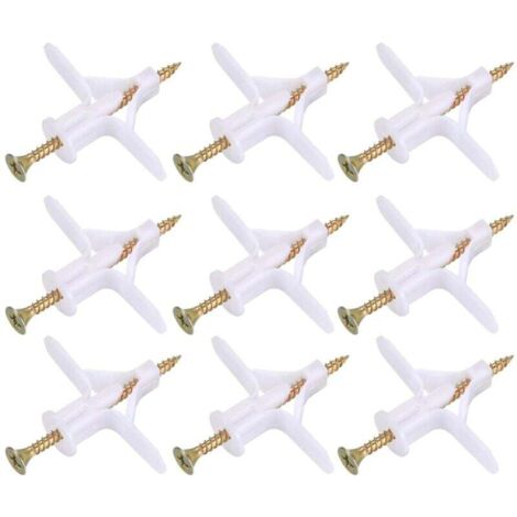100 Pièces Fixations pour Plaques de Plâtre (50 Chevilles, 50 Vis), Chevilles Et Vis pour Plaques de Plâtre, Ancres Chevilles et Vis pour Fixations Murales Creuses Cloisons Sèches (1/4)