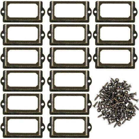 Lot de 30 supports d'étiquettes en métal pour meubles, tiroirs, armoires, cartes, plaques nominatives, cadres avec vis pour bureau, bibliothèque, étagère, bronze, M 70 x 33 mm (1/4)