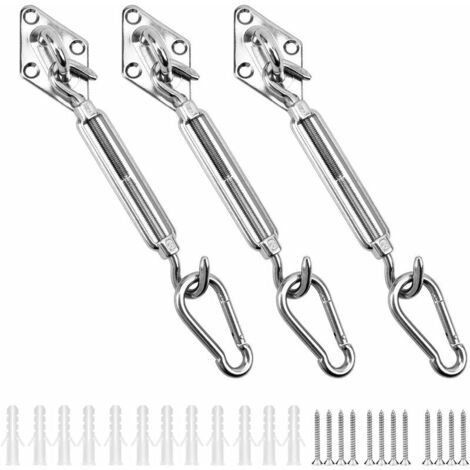 CHOYCLIT Kit de Fixation Voile d'ombrage Triangulaire Acier Inoxydable 304 Kit Accessoires de Fixation pour Toile d'ombrage, Kit de Montage pour Voile Solaire d'ombrage (1/5)