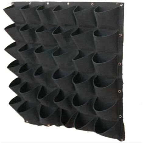 CHOYCLIT Sac À Plantes Mural 36 Poches Sac De Plantation Vertical Jardinière Design À Suspendre Mur Végétal Extérieur Jardin Mural Souple en Feutre Résistant Et Écologique le noir