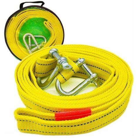 CHOYCLIT Sangle de remorquage haute résistance avec deux crochets de sécurité en D pour treuil, capacité de 5 tonnes et longueur de 5 m