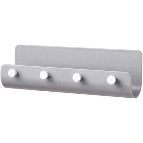 Polyvalent Mail Support Mural avec 4 Crochets pour Clés, Adhésif Lettre Trieur étagère Rangement et Accroche-clés pour Cuisine, Maison, Bureau Entrée, Porche (Gris)-Fei Yu (1/2)