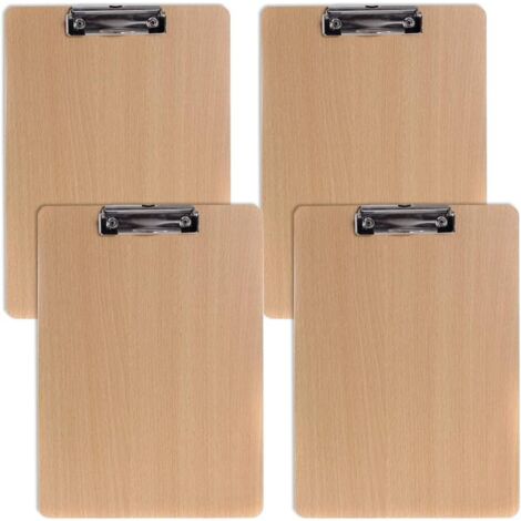 AGE 4pcs support de presse-papiers A4 en bois avec clips, presse-papiers en bois, presse-papiers A4 pour bureau, école, hôpital, restaurant (1/5)