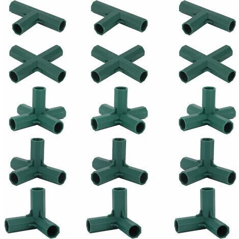 AGE Lot de 15 connecteurs de cadre de serre –4 types d'angle pour tubes de 16 mm –Fixation stable pour structures de jardinage (1/5)