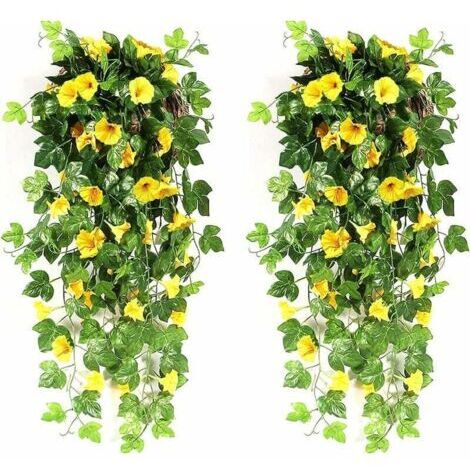 AGE Fleurs artificielles pendantes 90 cm –Tissu de soie et plastique –Décoration murale et extérieure –Guirlande élégante pour mariage (1/4)