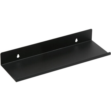 AGE Étagère murale flottante Étagère rectangulaire en aluminium mat pour salle de bain Étagère murale mince et robuste Étagère de rangement cosmétique murale à la mode Noir 40cm (1/5)