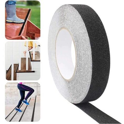 AGE Ruban antidérapant adhésif 15m x 25mm –PVC + sable de quartz –Résistant à l'usure –Pour escaliers et surfaces glissantes - 15M25MM (1/5)