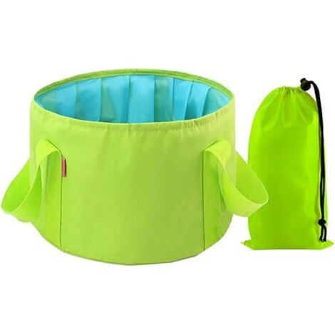 AGE Seau à eau pliable, sac à eau pliable pour évier, camping, jardin, pêche, plage, pique-nique, 15 l vert (1/4)